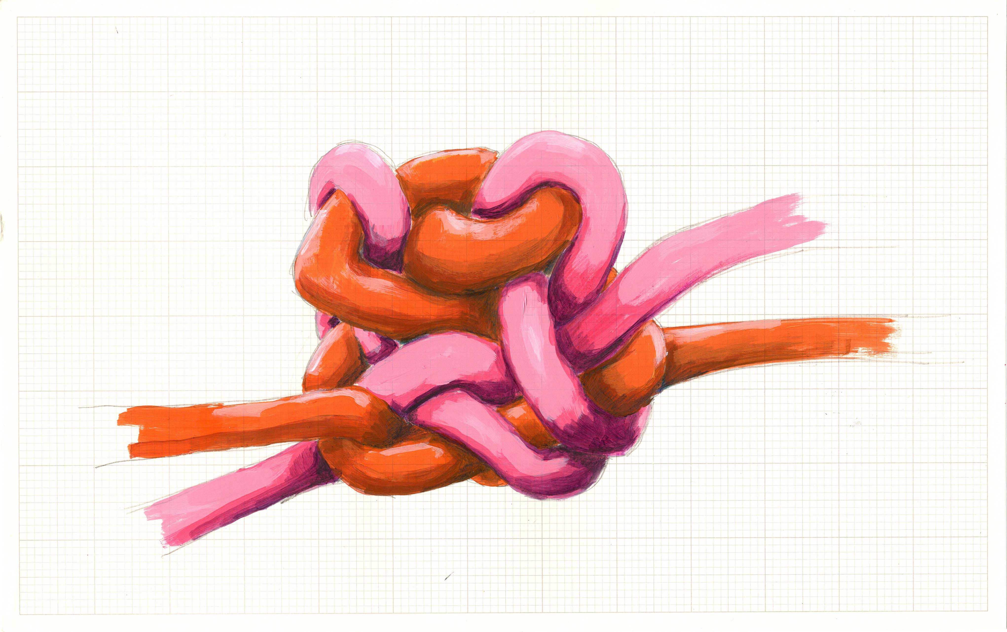 A pink and orange knot made from paper